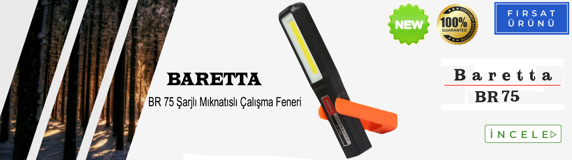 BARETTA BR 75 COB LED Profesyonel Şarjlı Çalışma Feneri