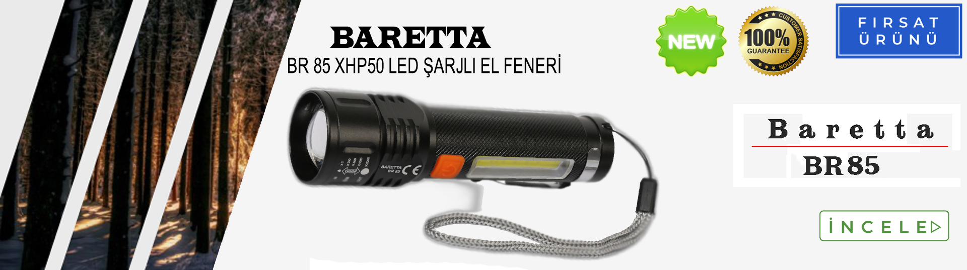 BARETTA BR 85 XHP50 LED  Profesyonel Şarjlı El Feneri