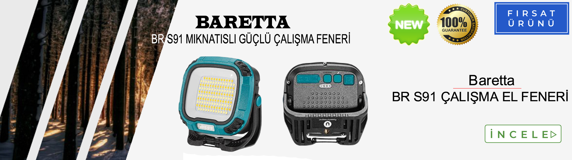 BARETTA BR S91 3000 Lümen Ultra Parlak Mıknatıslı Çalışma Feneri