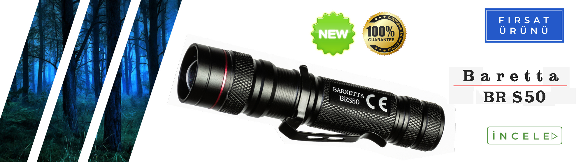 BARNETTA BR S50 T6 Led 800 Lümen Profesyonel Şarjlı El Feneri