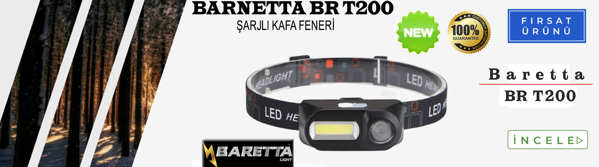 BARNETTA BR T200 Cree Led Şarjlı Kafa Feneri